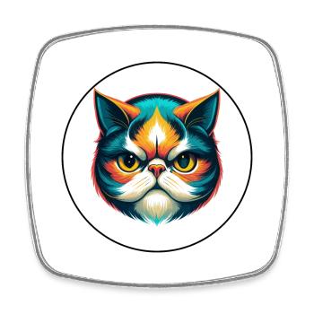 Exotique Shorthair Chat Race Dessin Animé Kawaii Animal - Magnet carré - blanc - Devant