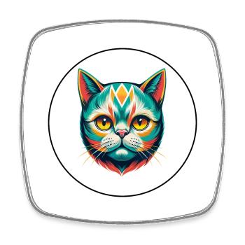 Anglais argent chat race dessin animé Kawaii Animal Pet - Magnet carré - blanc - Devant