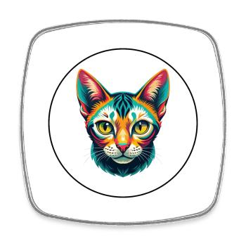 Egyptian Mau Cat Breed Cartoon Kawaii Animal Pet - Square fridge magnet - white - Front