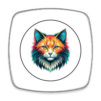 Gingembre Chat à poil long Race Dessin animé Kawaii Animal - Magnet carré - blanc - Devant