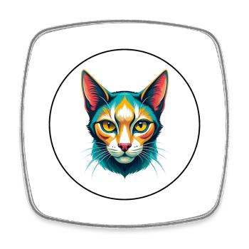 Chat javanais race dessin animé Kawaii Animal Pet - Magnet carré - blanc - Devant