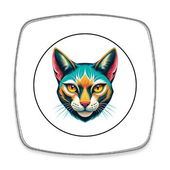 Khao Manee Chat Race Dessin Animé Kawaii Animal Pet - Magnet carré - blanc - Devant