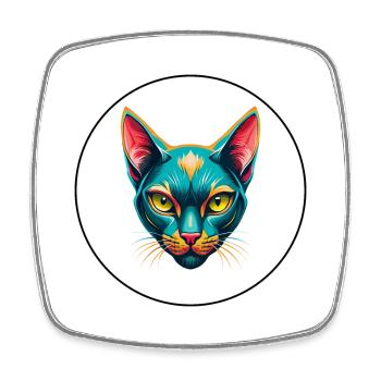 Korat Cat Breed Cartoon Kawaii Animal Pet - Square fridge magnet - white - Front