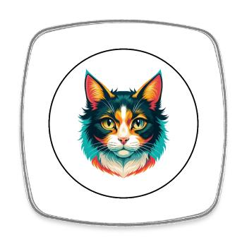 Laperm Chat Race Dessin Animé Kawaii Animal Pet - Magnet carré - blanc - Devant