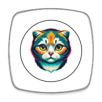 Schottisch Falten Katze Rasse Karikatur Kawaii Tier Haustier - Viereckiger Kühlschrankmagnet - Weiß - Vorne