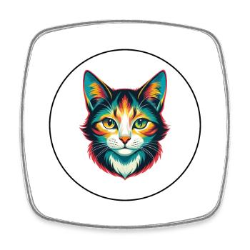 Manx Chat Race Dessin Animé Kawaii Animal Pet - Magnet carré - blanc - Devant