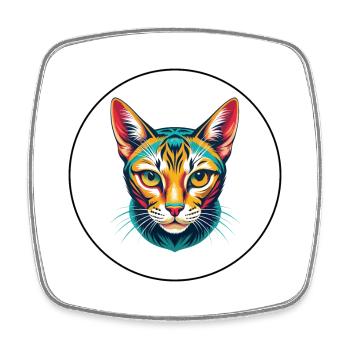 Ocicat Chat domestique race dessin animé Kawaii Animal - Magnet carré - blanc - Devant