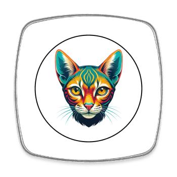 Ocicat Chat Race Dessin Animé Kawaii Animal Animal Pet - Magnet carré - blanc - Devant