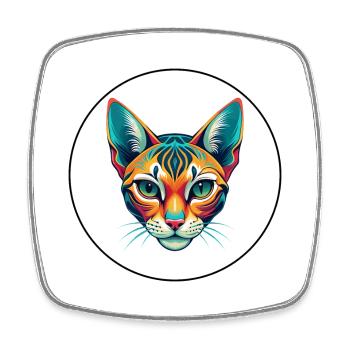 Ocicat Cat Breed Cartoon Kawaii Animal Pet - Square fridge magnet - white - Front
