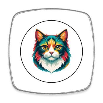 Ragamuffin Chat Race Dessin Animé Kawaii Animal Pet - Magnet carré - blanc - Devant