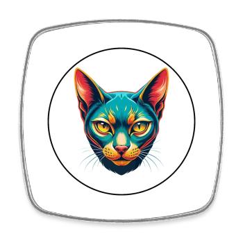 Chat bleu russe race dessin animé Kawaii Animal Pet - Magnet carré - blanc - Devant