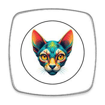 Peterbald Chat Race Dessin Animé Kawaii Animal Pet - Magnet carré - blanc - Devant