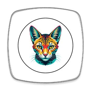 Savannah Chat Race Dessin Animé Kawaii Animal Pet - Magnet carré - blanc - Devant