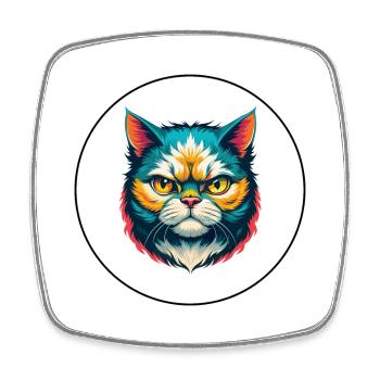 Selkirk Rex Katzenrasse Cartoon Kawaii Tier Haustier - Viereckiger Kühlschrankmagnet - Weiß - Vorne