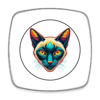 Siamkatze Rasse Karikatur Kawaii Tier Haustier - Viereckiger Kühlschrankmagnet - Weiß - Vorne