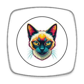 Siamese Shorthair Cat Breed Cartoon Kawaii Animal - Square fridge magnet - white - Front