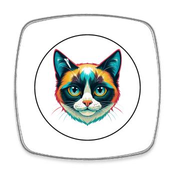 Raquette Chat Race Dessin Animé Kawaii Animal Pet - Magnet carré - blanc - Devant