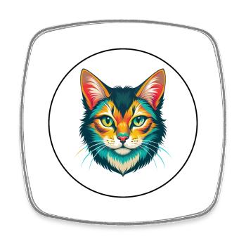 Chat Somali Race Dessin Animé Kawaii Animal Pet - Magnet carré - blanc - Devant