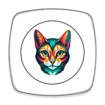 Somali Shorthair Chat Race Dessin Animé Kawaii Animal - Magnet carré - blanc - Devant