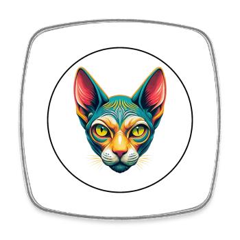 Sphynx Cat Breed Cartoon Kawaii Animal Pet - Square fridge magnet - white - Front