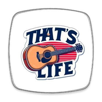 Lively guitar with slogan - Square fridge magnet - white - Front