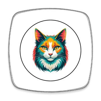 Turkish Angora Cat Breed Cartoon Kawaii Animal Pet - Square fridge magnet - white - Front