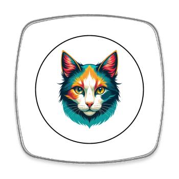 Turc Van Chat Race Dessin Animé Kawaii Animal Pet - Magnet carré - blanc - Devant