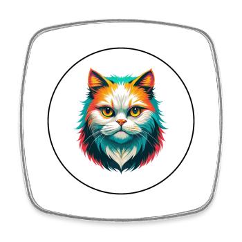 Blanc à poil long chat persan race dessin animé Kawaii - Magnet carré - blanc - Devant