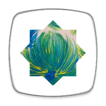 Motif d’étoile - peint à la main par Martina Eßer - Magnet carré - blanc - Devant