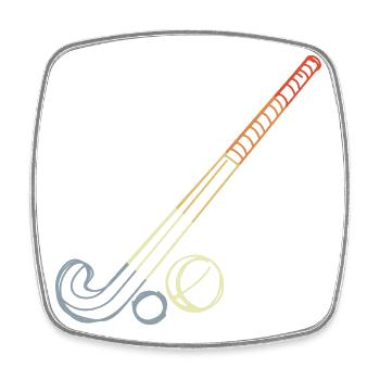 Field hockey stick and ball sketch - Square fridge magnet - white - Front