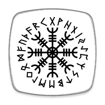 Aegishjálmur organique : Runes vikings - Magnet carré - blanc - Devant