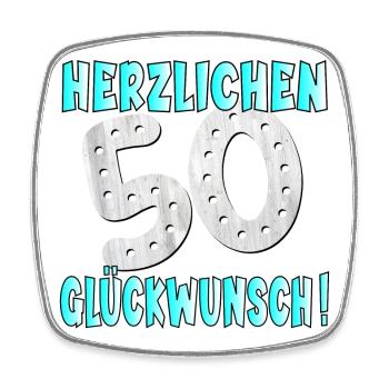 50. Geburtstag Herzlichen Glückwunsch - REITEN - Viereckiger Kühlschrankmagnet - Weiß - Vorne