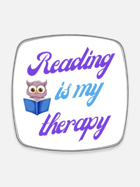 Reading therapy gift - Square fridge magnet - white