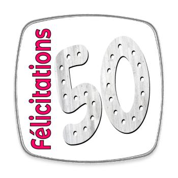 Félicitations 50ème anniversaire - Magnet carré - blanc - Devant