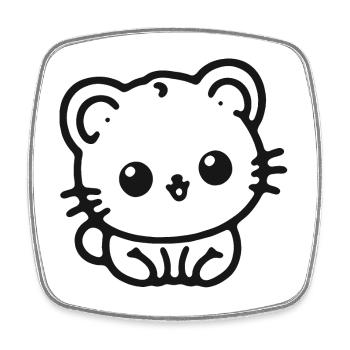 Kuschelpanda Kontur - Viereckiger Kühlschrankmagnet - Weiß - Vorne