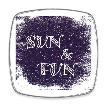 Sun Fun typo dirtyBackground - Square fridge magnet - white - Front