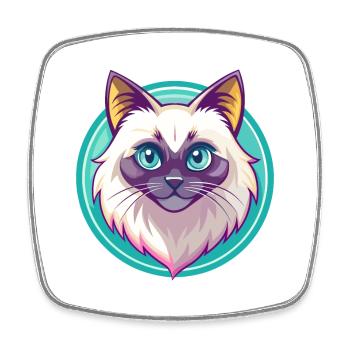 Birma Katze Rasse Karikatur Kawaii Tier Haustier - Viereckiger Kühlschrankmagnet - Weiß - Vorne