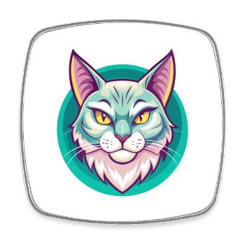 Aegean Cat Breed Cartoon Kawaii Animal Pet - Square fridge magnet - white - Front