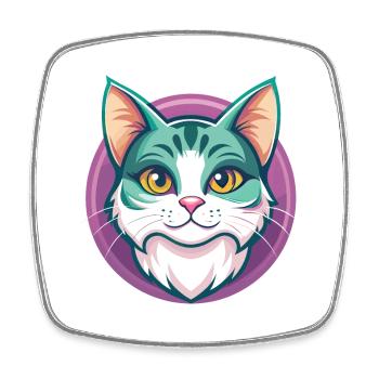 American Wirehair Cat Breed Cartoon Kawaii Animal - Square fridge magnet - white - Front