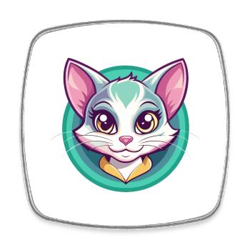Bambino Katze Rasse Karikatur Kawaii Tier Haustier - Viereckiger Kühlschrankmagnet - Weiß - Vorne