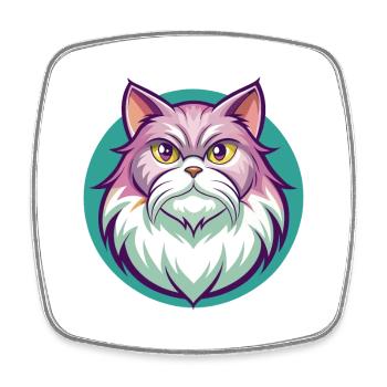 British Longhair Cat Breed Cartoon Kawaii Animal - Square fridge magnet - white - Front