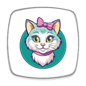 Chantilly Tiffany Chat Race Dessin animé Kawaii Animal - Magnet carré - blanc - Devant
