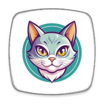 Chartreux Cat Breed Cartoon Kawaii Animal Pet - Square fridge magnet - white - Front
