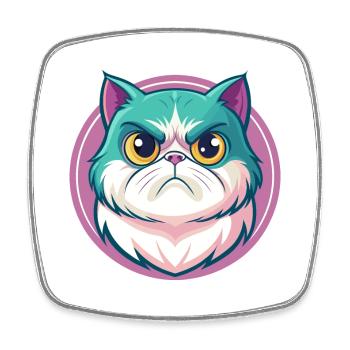 Exotique Shorthair Chat Race Dessin Animé Kawaii Animal - Magnet carré - blanc - Devant
