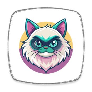 Himalayan Cat Breed Cartoon Kawaii Animal Pet - Square fridge magnet - white - Front