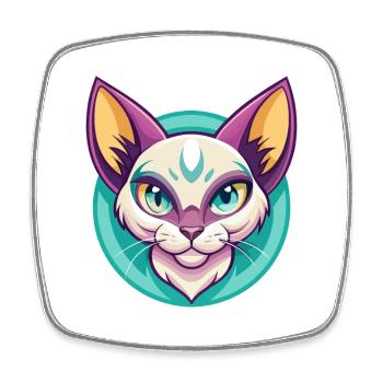 Khao Manee Chat Race Dessin Animé Kawaii Animal Pet - Magnet carré - blanc - Devant
