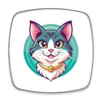 Manx Chat Race Dessin Animé Kawaii Animal Pet - Magnet carré - blanc - Devant
