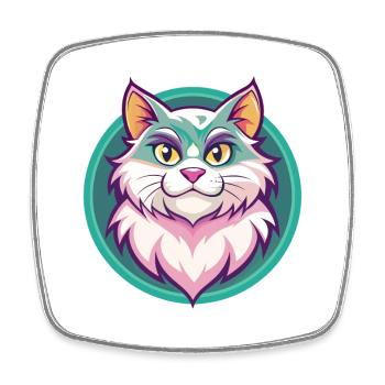 Ragamuffin Chat Race Dessin Animé Kawaii Animal Pet - Magnet carré - blanc - Devant