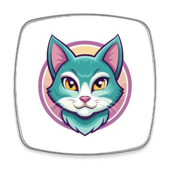 Chat bleu russe race dessin animé Kawaii Animal Pet - Magnet carré - blanc - Devant