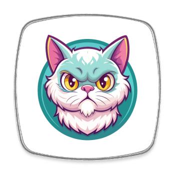 Selkirk Rex Katzenrasse Cartoon Kawaii Tier Haustier - Viereckiger Kühlschrankmagnet - Weiß - Vorne